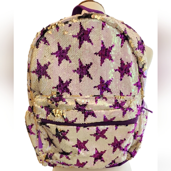 Backpack Purple Sequin Star's NWOT - Picture 1 of 8